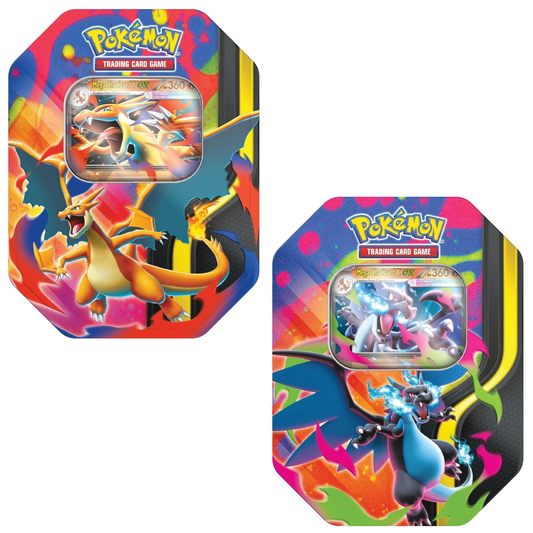 Mega Charizard Tin (Mega Charizard Y) and (Mega Charizard X) Bundle of 2